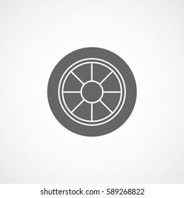 Car Wheel Flat Icon On White Background