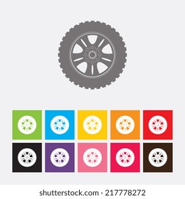 Car wheel flat icon - Vector