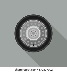 Car wheel flat icon. Vector simple illustration of auto wheel.