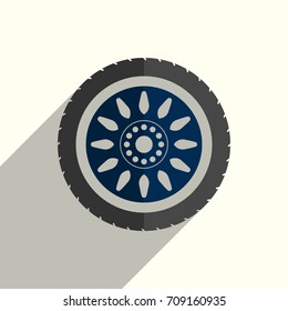 Car wheel flat icons with of shadow. Simple vector illustration