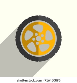 Car wheel flat icons with of shadow. Simple vector illustration