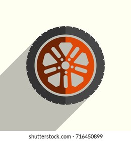 Car wheel flat icons with of shadow. Simple vector illustration