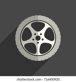 Car wheel flat icons with of shadow. Simple vector illustration