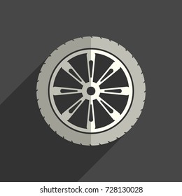 Car wheel flat icons with of shadow. Simple vector illustration