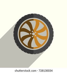 Car wheel flat icons with of shadow. Simple vector illustration