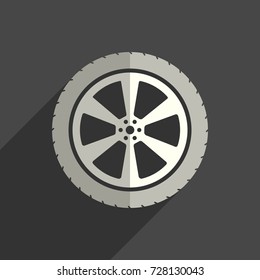 Car wheel flat icons with of shadow. Simple vector illustration