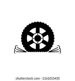 Car wheel with flat tire. Punctured car wheel with air. Vector illustration on white background.	