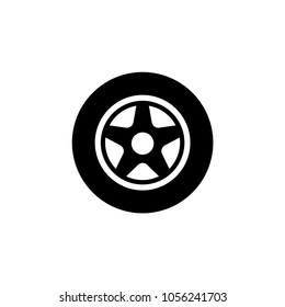 Car Wheel. Flat Vector Icon. Simple black symbol on white background