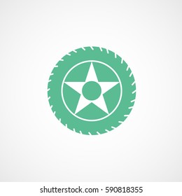 Car Wheel Green Flat Icon On White Background