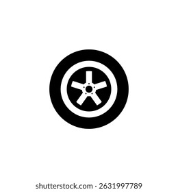 Car wheel icon. Black wheel tires silhouette . Auto wheel disk. Vector