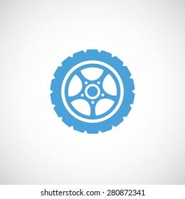 Car wheel icon. Blue vector icon. Creative car service logo concept.