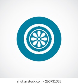 car wheel icon bold blue circle border, white background  