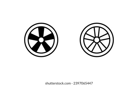 Diseño de iconos de la rueda del automóvil con ilustración del material de fondo blanco