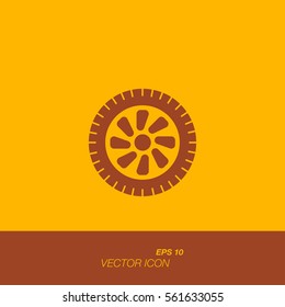 Car wheel icon in flat style. The icons on the theme of logistics and transportation. Vector illustration EPS 10.