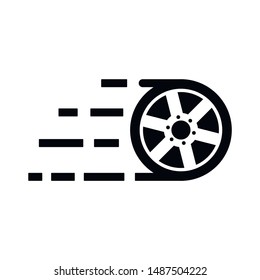 Car wheel icon. Flat vector illustration in black on white background. EPS 10