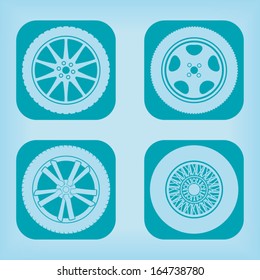 Car wheel icon - four variations