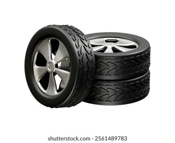 car wheel icon illustration 3d.  car tire icon 3d rendering vector