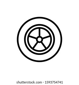 Car wheel icon, isolated flat illustration in linear style on white background