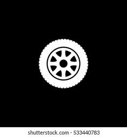 Car Wheel Icon, Isolated, White Background