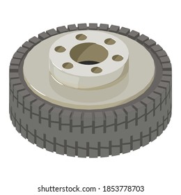 Car wheel icon. Isometric illustration of car wheel vector icon for web
