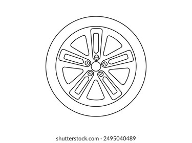 Car wheel icon line art vector illustration