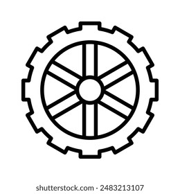 car wheel icon linear logo mark in black and white
