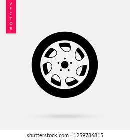 Car wheel icon, logo on white background