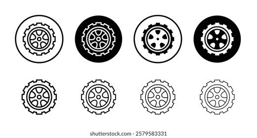 car wheel icon logo sign set vector outline