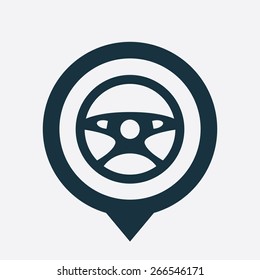 car wheel icon map pin on white background 
