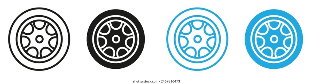 Car wheel icon mark in filled style