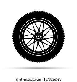 Car wheel icon on a white background
