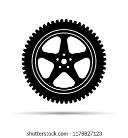 Car wheel icon on a white