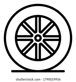 Icono de rueda del coche. Icono del vector de la rueda del coche de contorno para el diseño web aislado en fondo blanco
