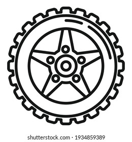 Icono de rueda del coche. Icono del vector de la rueda del coche de contorno para el diseño web aislado en fondo blanco