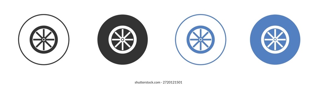 Piktogrammsatz für das Fahrzeugrad-Symbol. Vektorsymbol-Designs