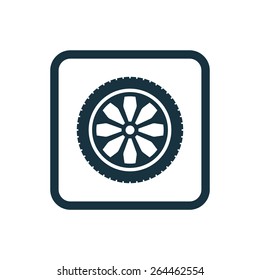 car wheel icon Rounded squares button, on white background 