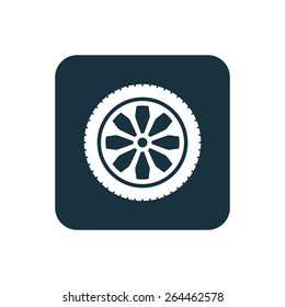 car wheel icon Rounded squares button, on white background 
