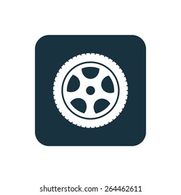car wheel icon Rounded squares button, on white background 