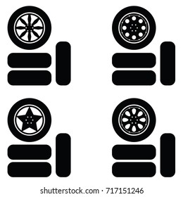car wheel icon set