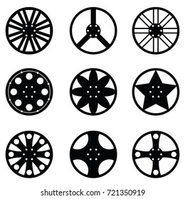 car wheel icon set