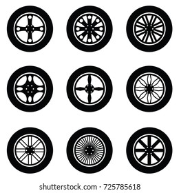 car wheel icon set