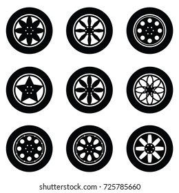 car wheel icon set