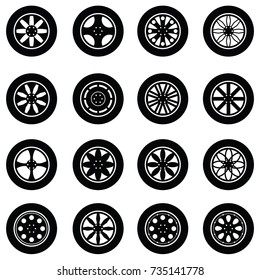 car wheel icon set
