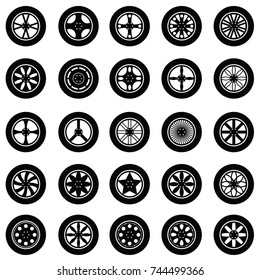 car wheel icon set