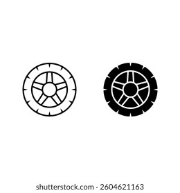 Car wheel icon set color editable