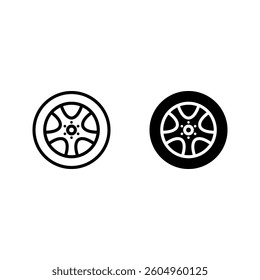 Car wheel icon set color editable