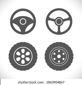 icono de la rueda del coche activado en fondo blanco