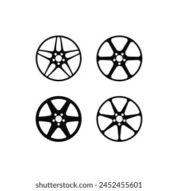 Conjunto de iconos de rueda de coche. Ilustración vectorial
