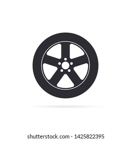 Car Wheel Icon With Shadow