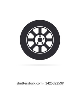 Car wheel icon with shadow